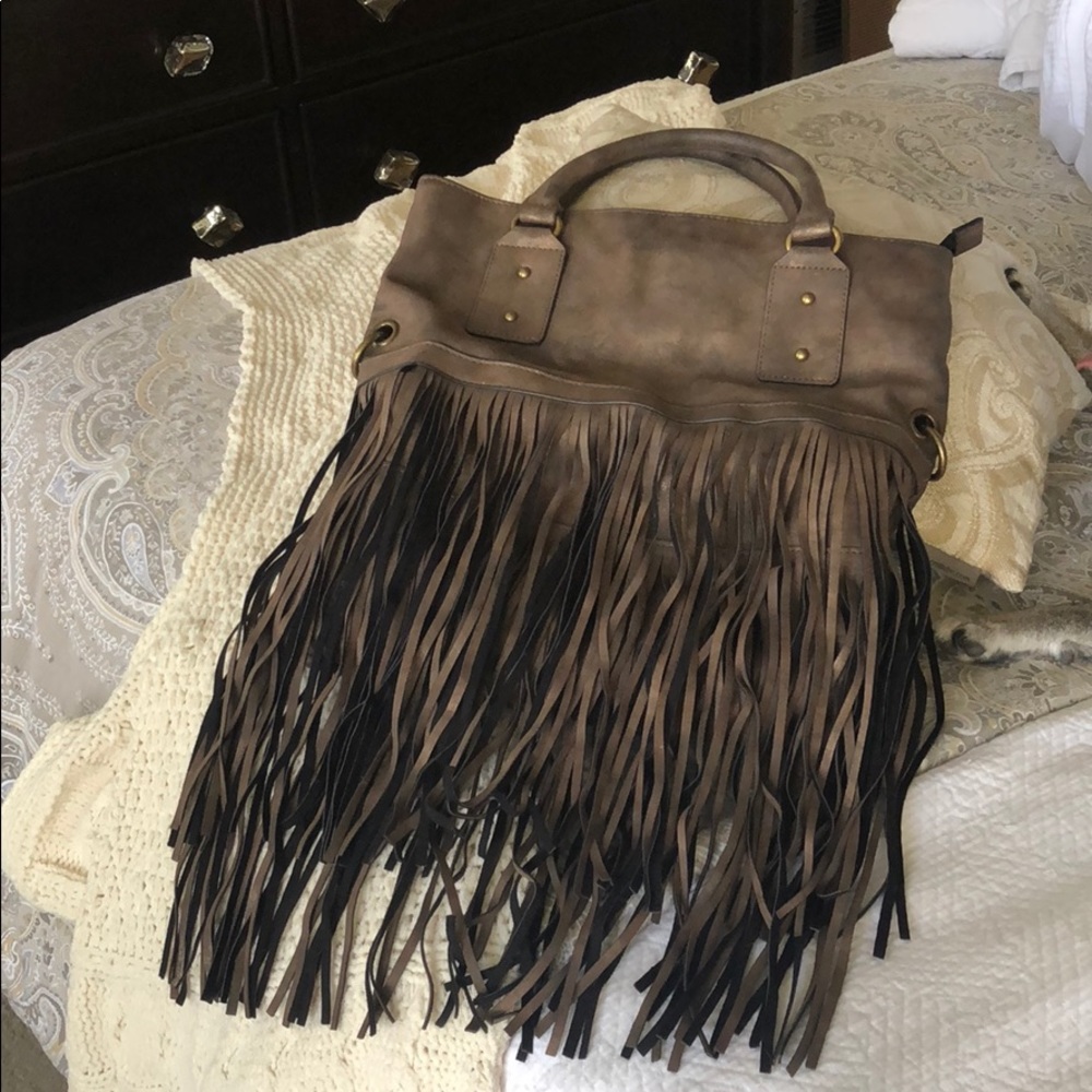 MOSSIMO Fringe Faux Leather Bag